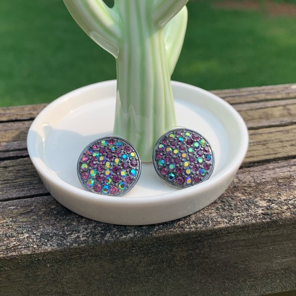 Rhinestone Circle Disc Studs/Posts - Picture 5 of 7